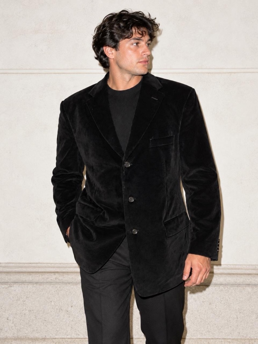 Pronto Uomo Black Velvet Blazer Men’s XL 46 48 Long Formal Jacket Holiday
